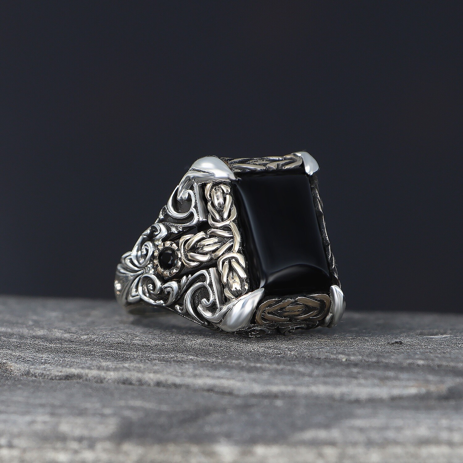 Herren Ring 925 Silber Zirkon