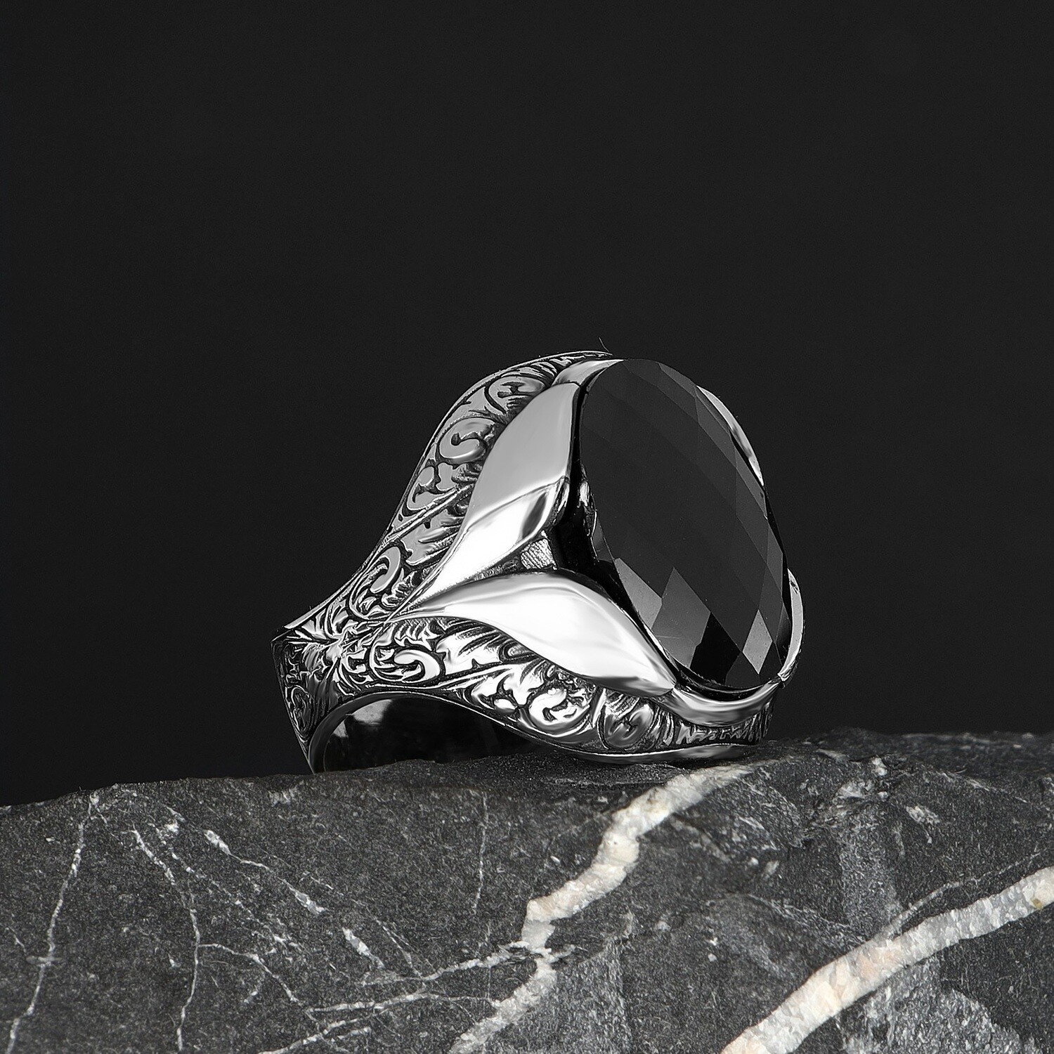 Herren Ring 925 Silber Zirkon