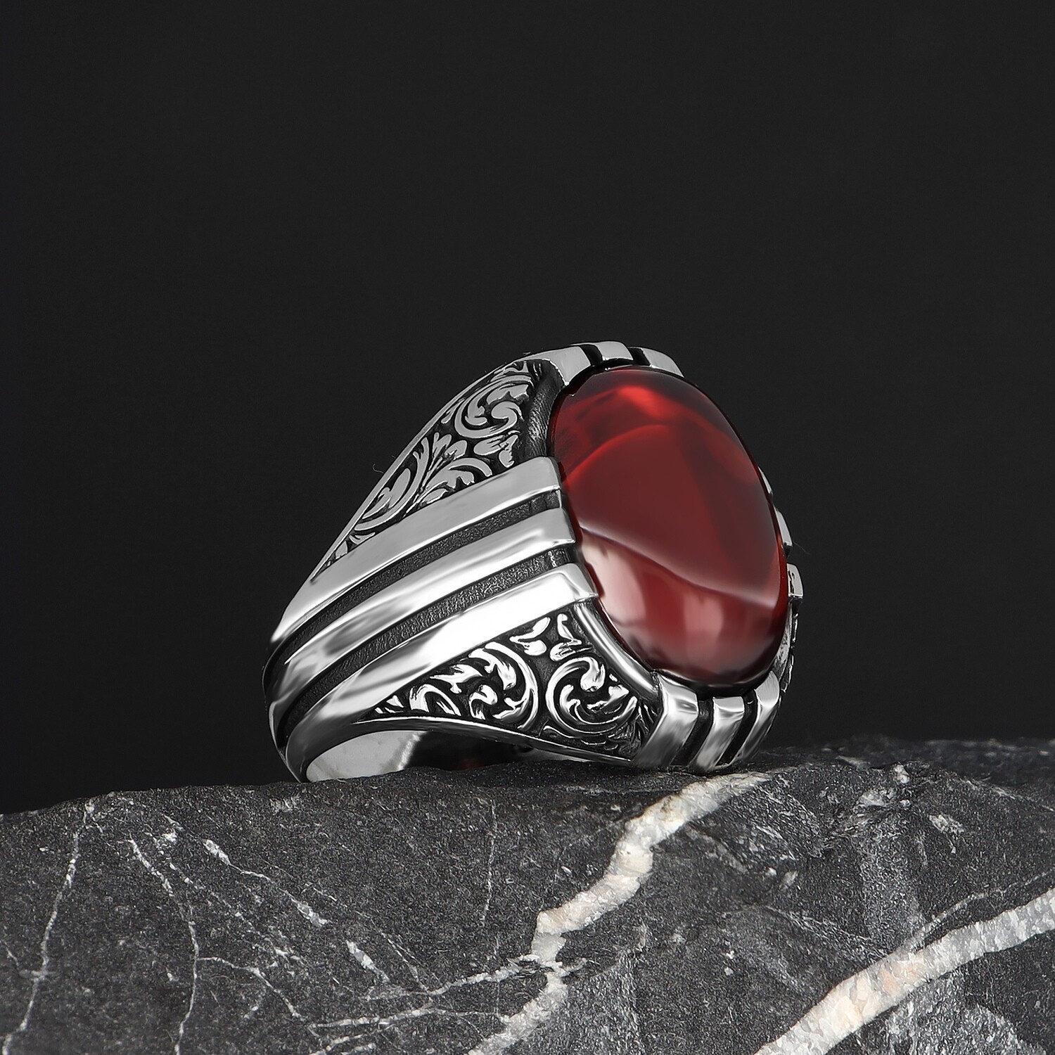 925 Silber Ring Achat Aqiq