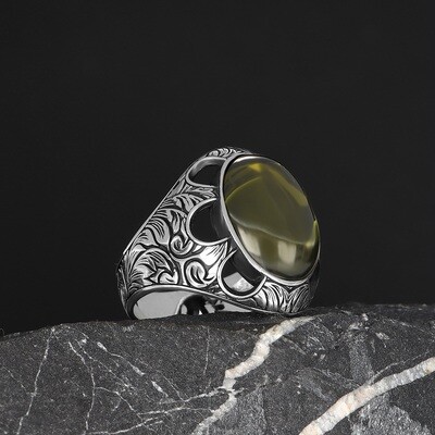 Herren Ring 925 Silber Peridot