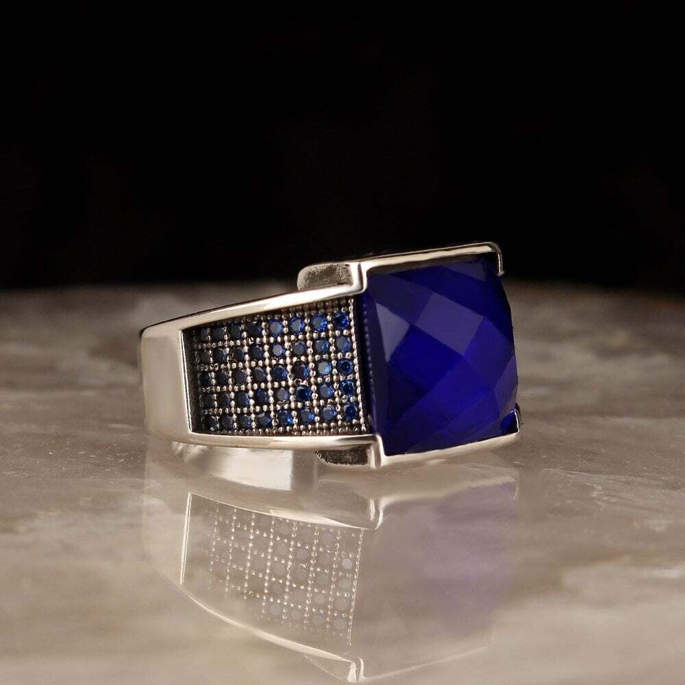 Herren Ring 925 Silber Zirkon