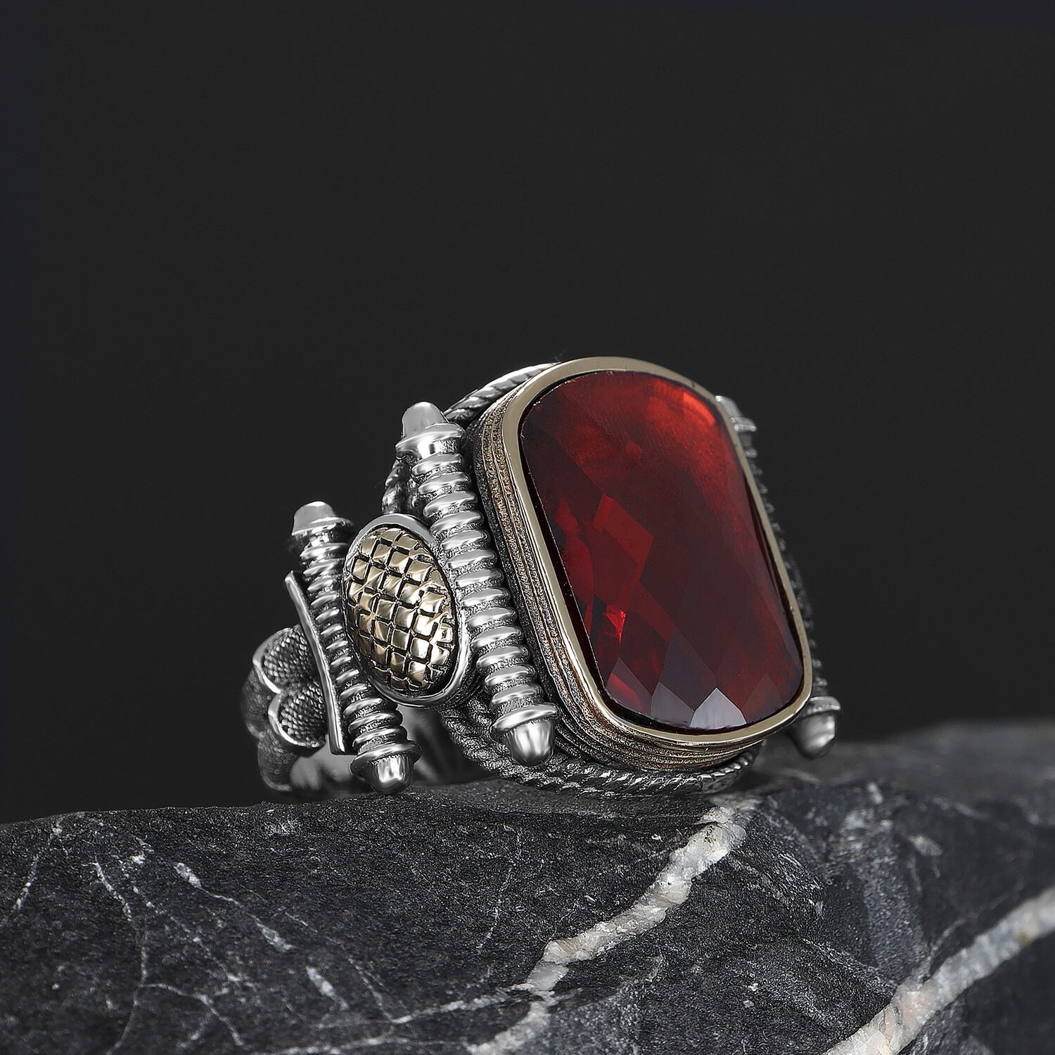 Herren Ring 925 Silber Zirkon