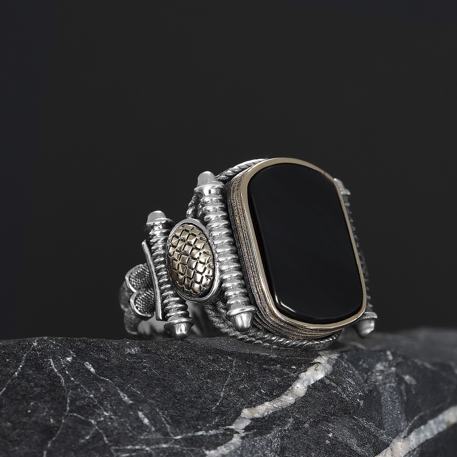 Herren Ring 925 Silber Zirkon