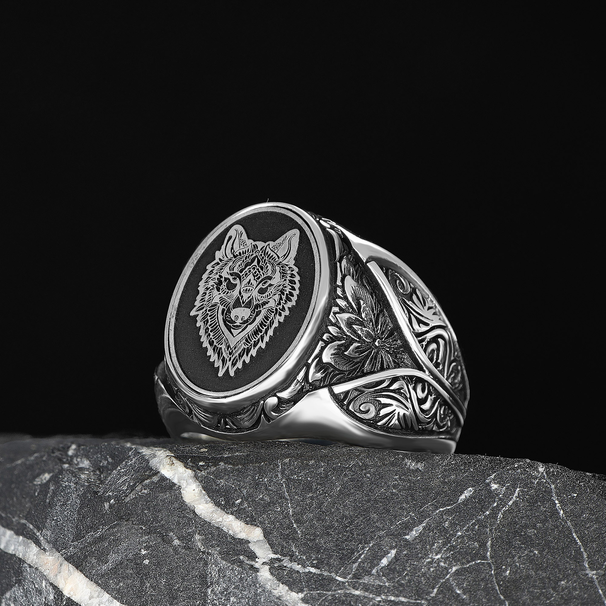 925 Silber Wolf Herrenring