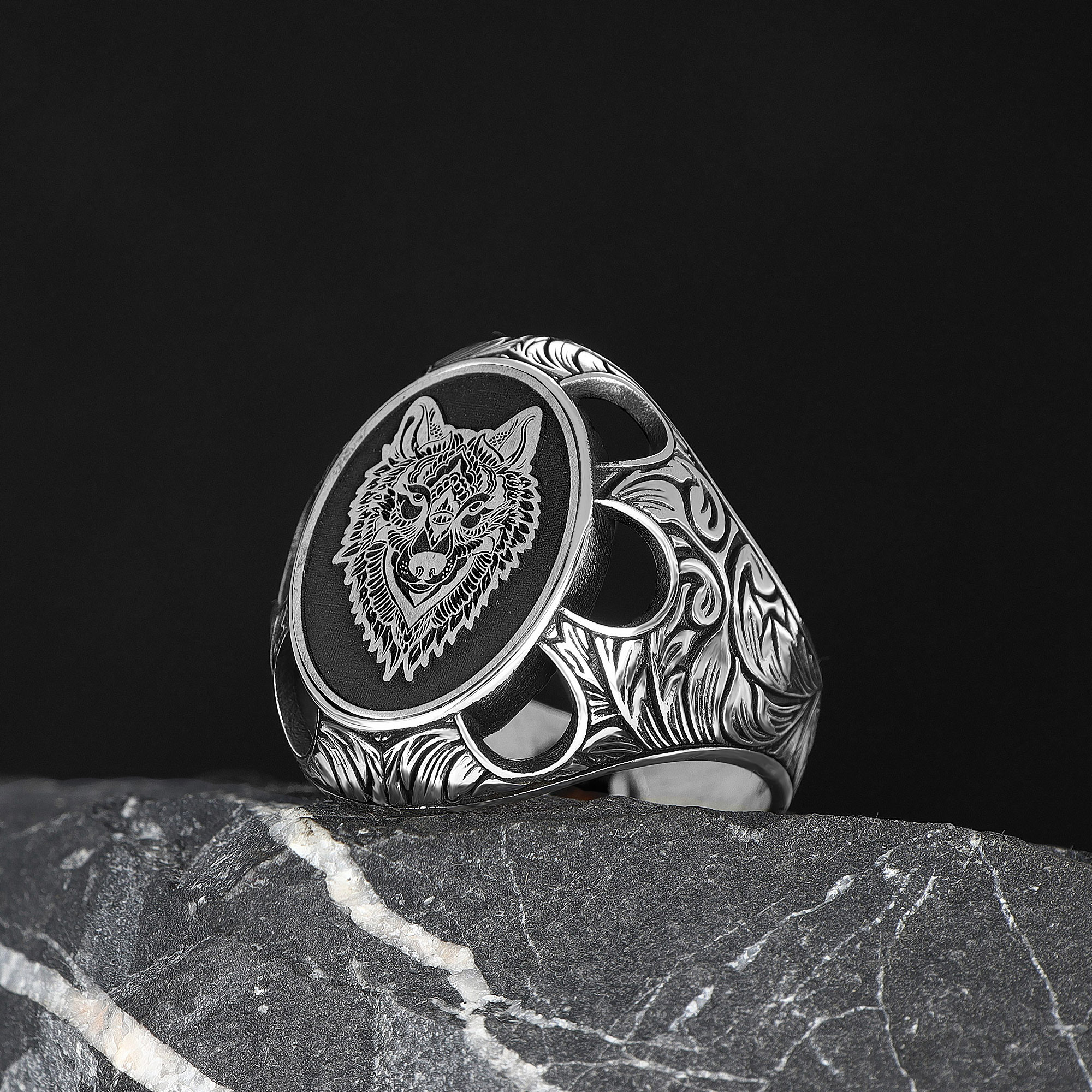 925 Silber Wolf Herrenring