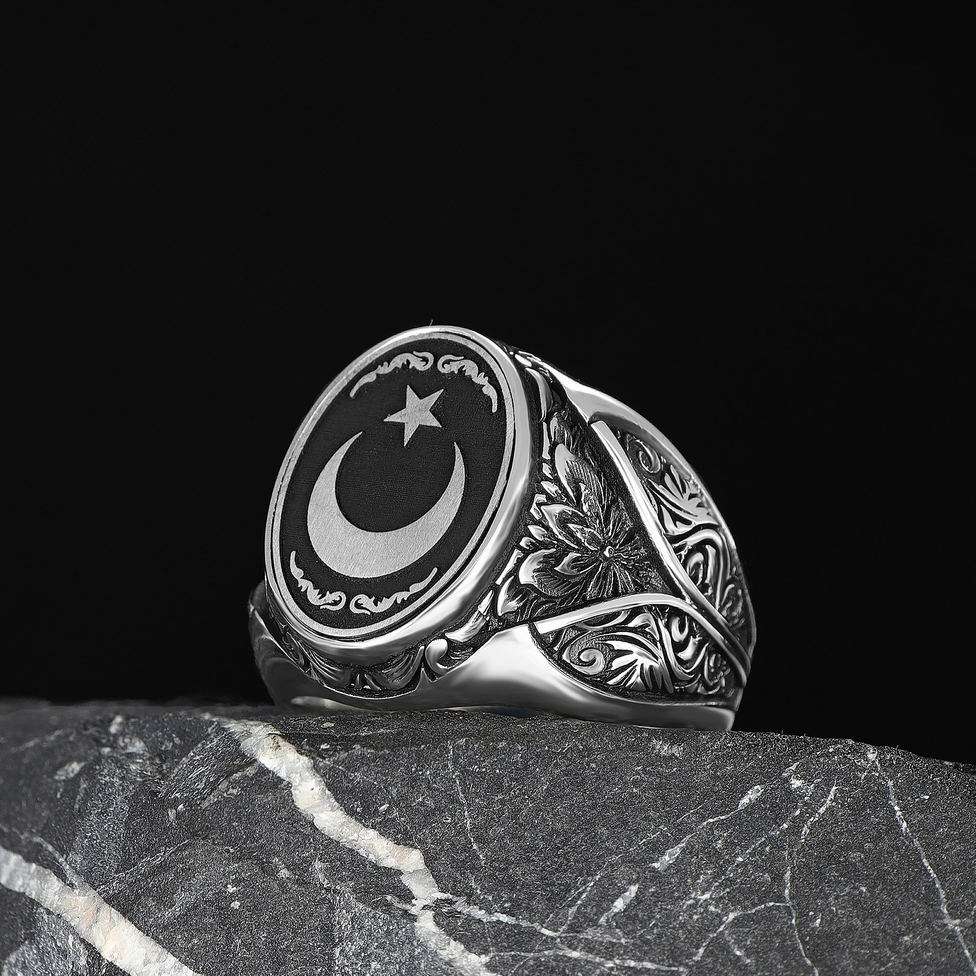 925 Silber Ay Yildiz Herrenring