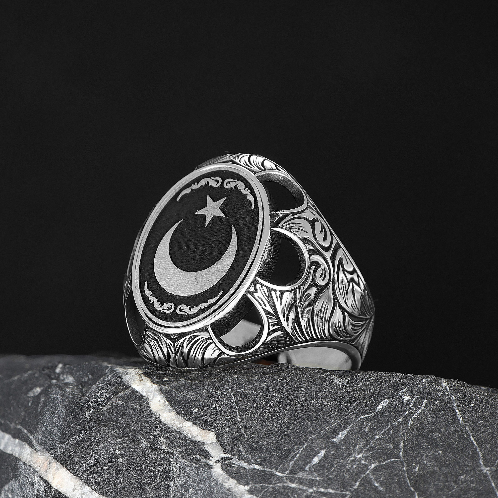 925 Silber Ay Yildiz Herrenring