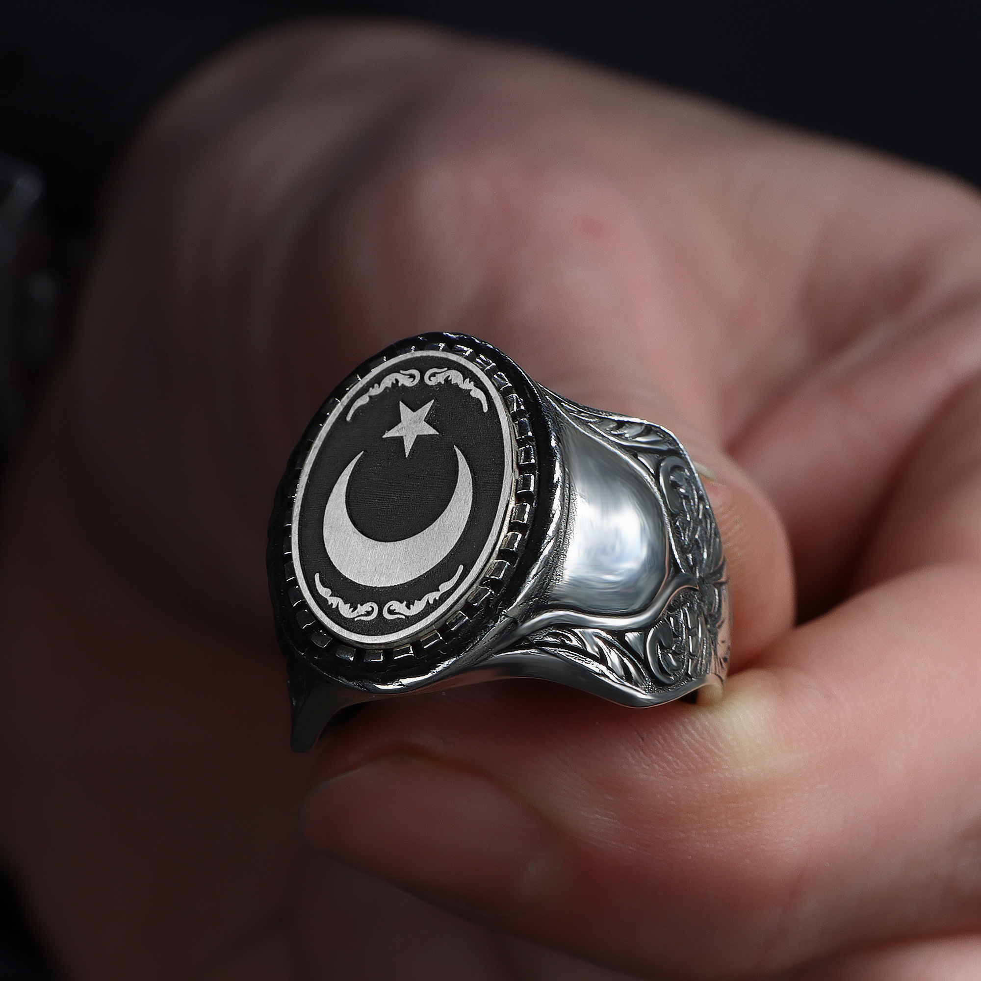 925 Silber Ay Yildiz Herrenring