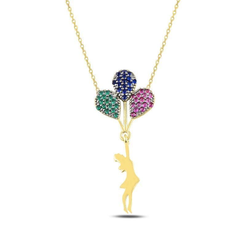 Girl Flying With Balloon Colorful mit Zirkon, Modell: Gelb