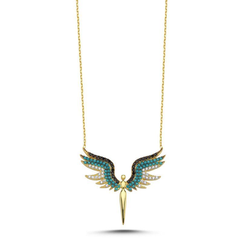 Bunte CZ-Engel-Halskette mit Zirkon, Modell: Gold Plated