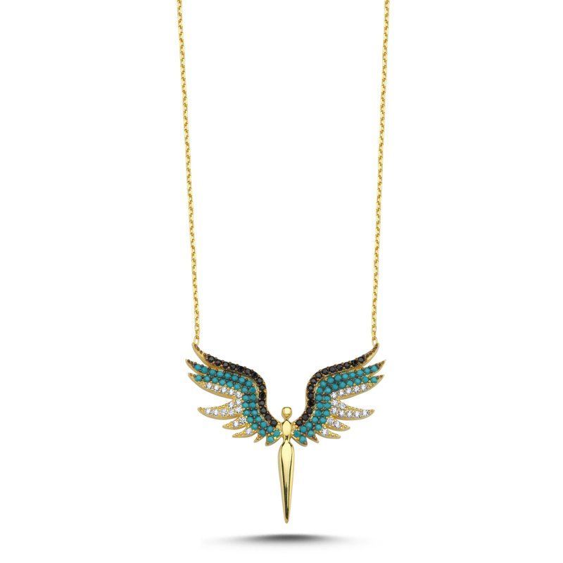 Colorful CZ Angel Necklace, Modell: Gold Plated