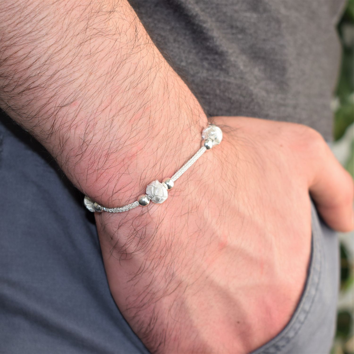 Perlen Unisex  Geflochtenes Armband 925er Silber Weiß