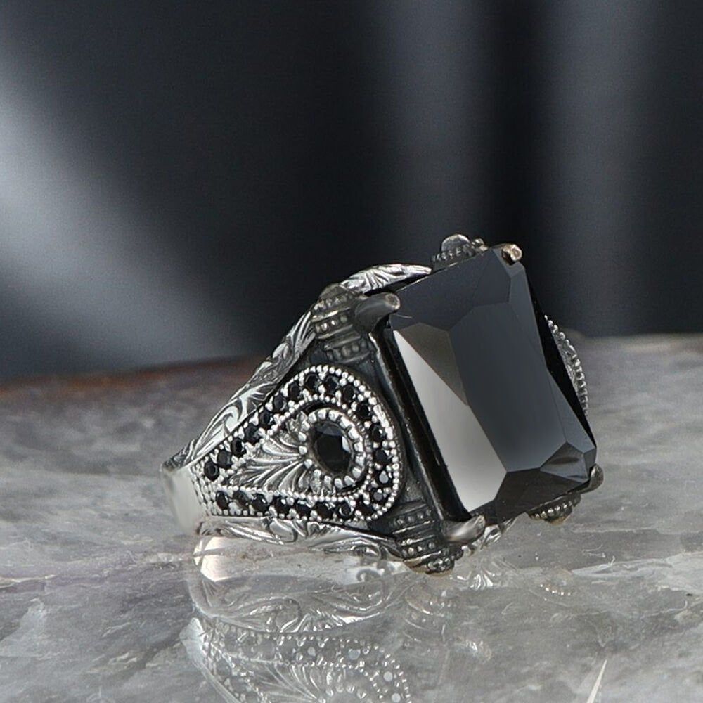 Herren Ring 925 Silber Zirkon