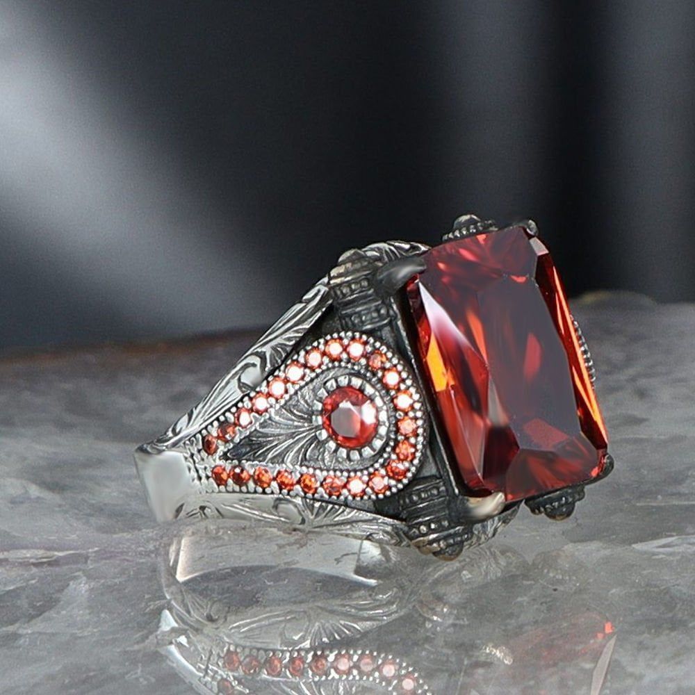Herren Ring 925 Silber Zirkon