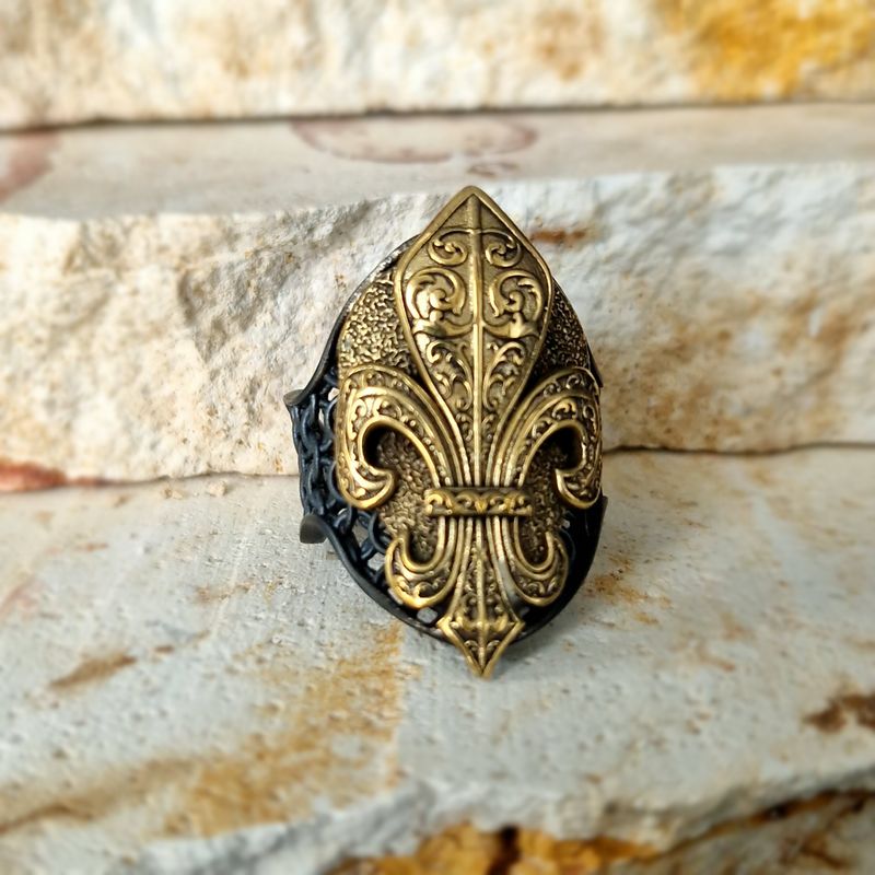 Lilie Blume Fleur De Lis Ring Freesize 925 Silver