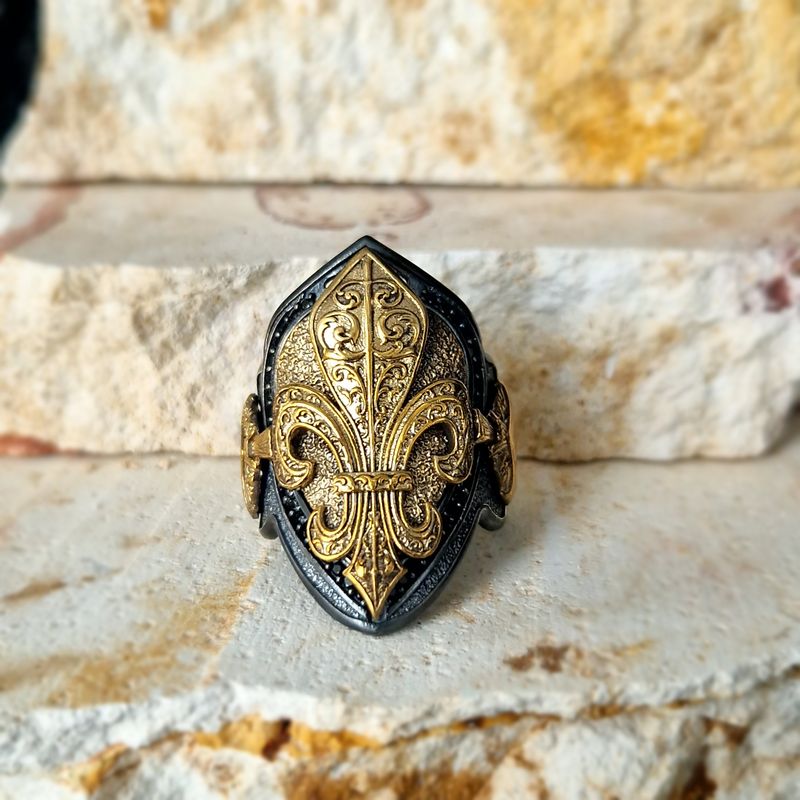 Lilie Blume Fleur De Lis Ring Freesize 925 Silver