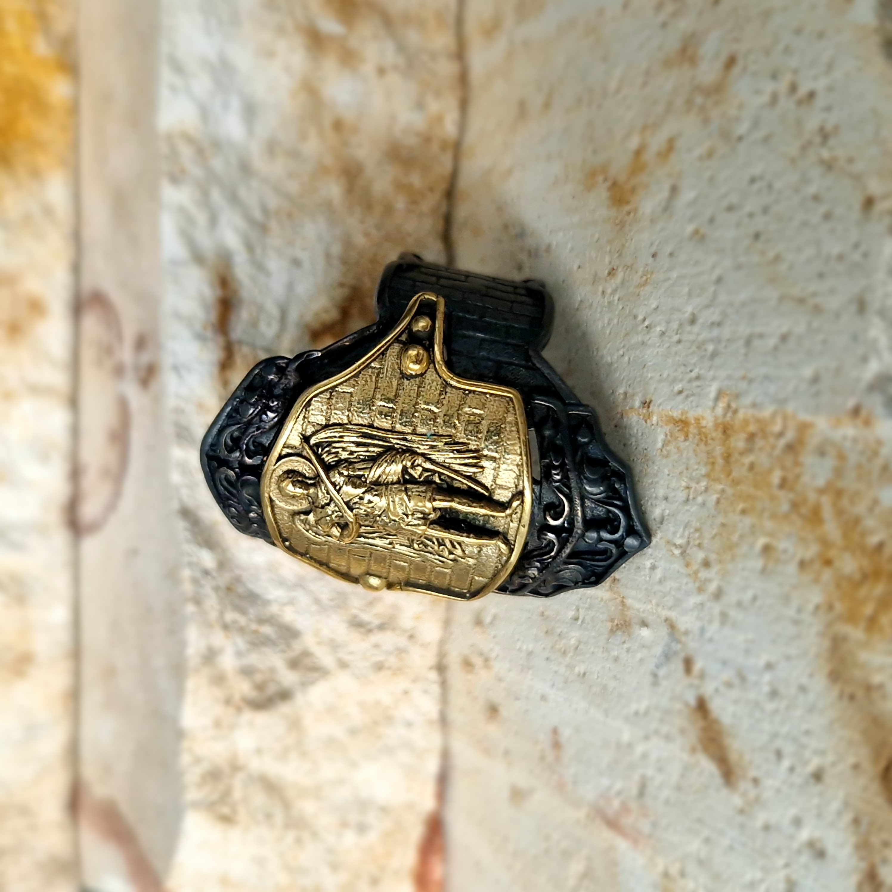 St. Michael Siegelring Free Size 925 Silber