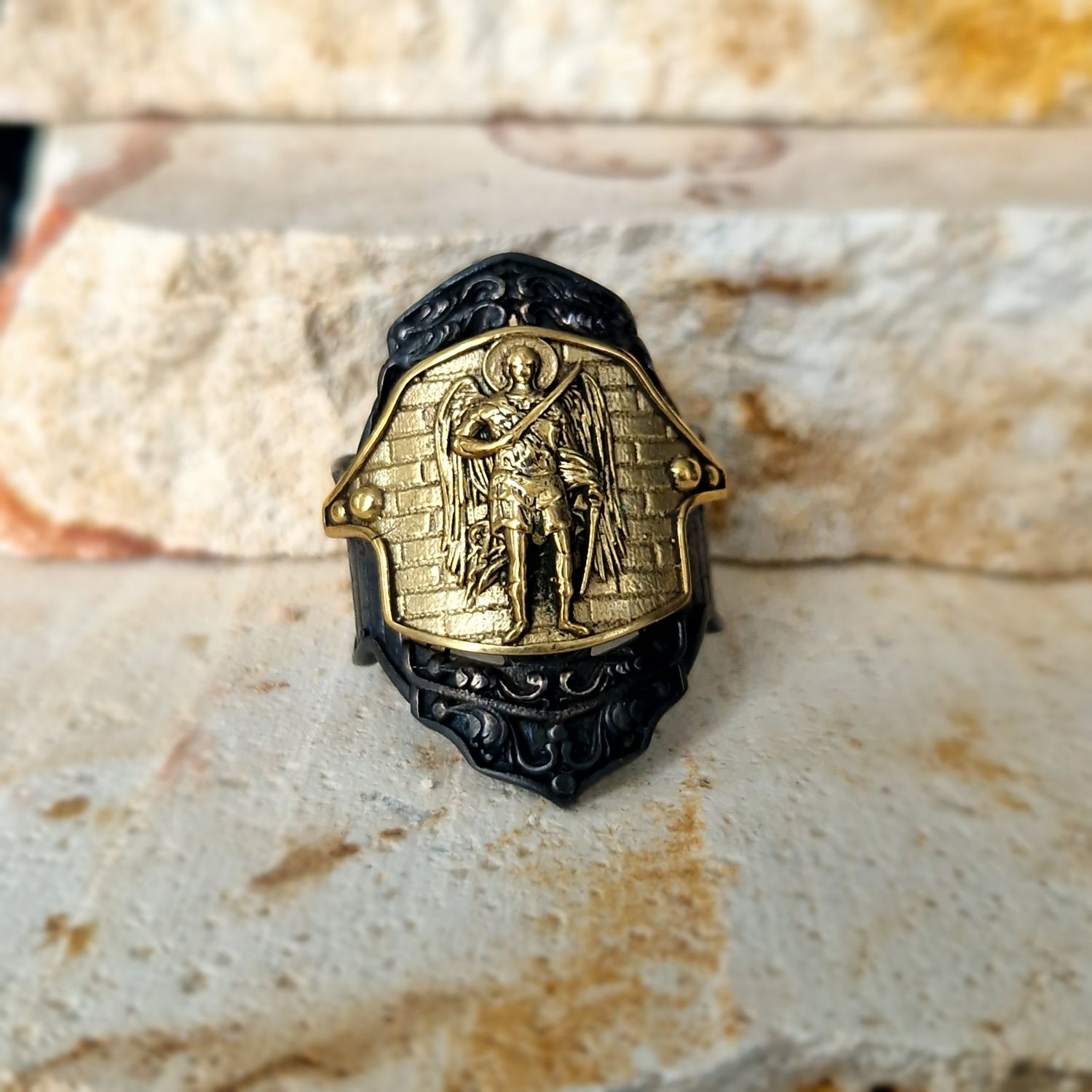 St. Michael Siegelring Free Size 925 Silber