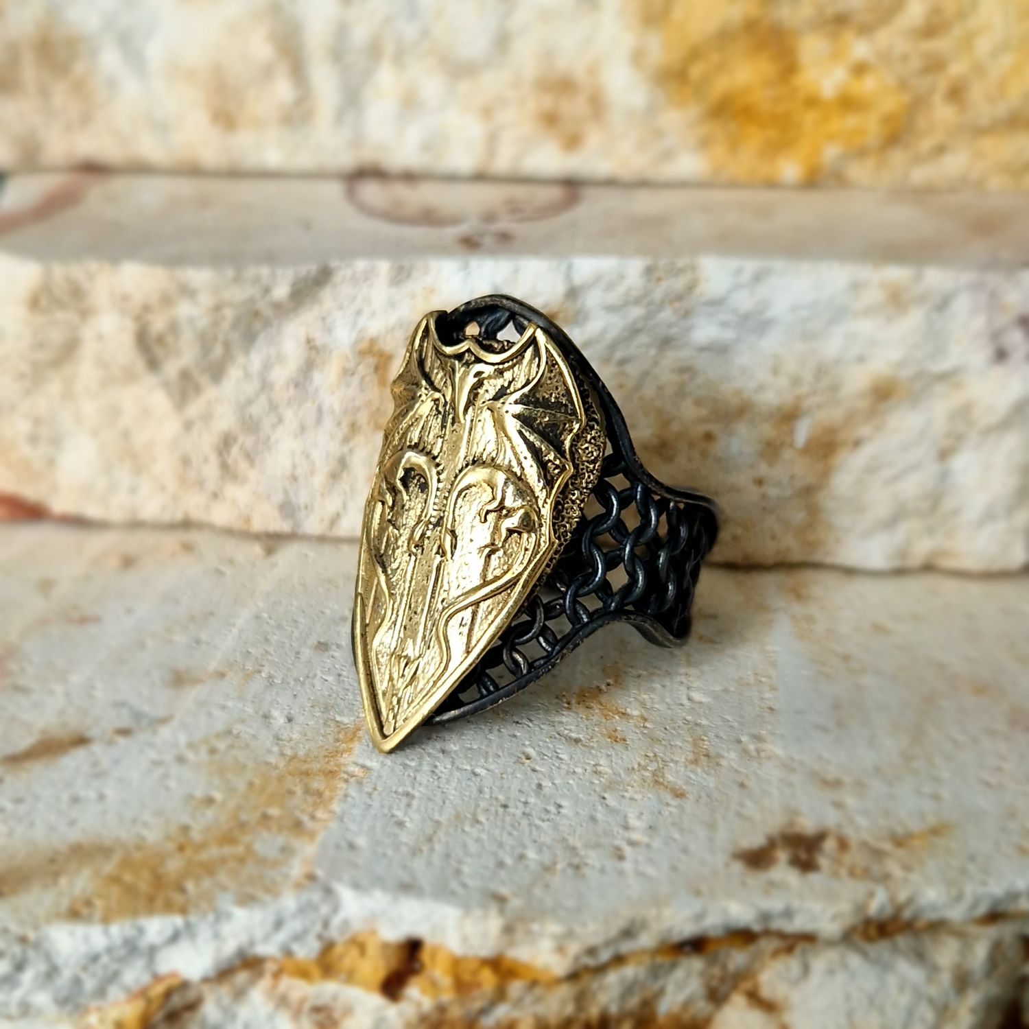Drachen Siegelring Free Size 925 Silber