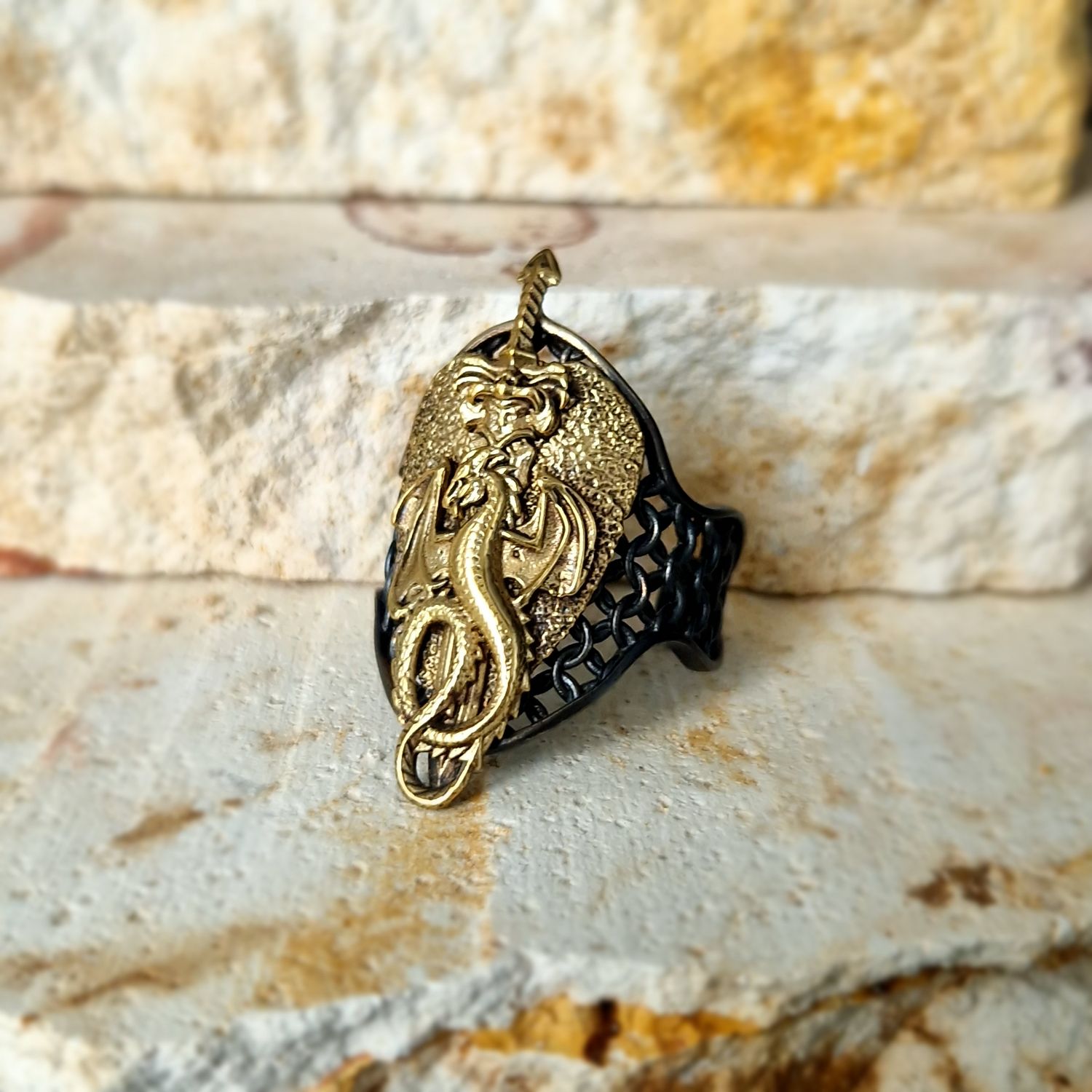 Drachen Siegelring Free Size 925 Silber