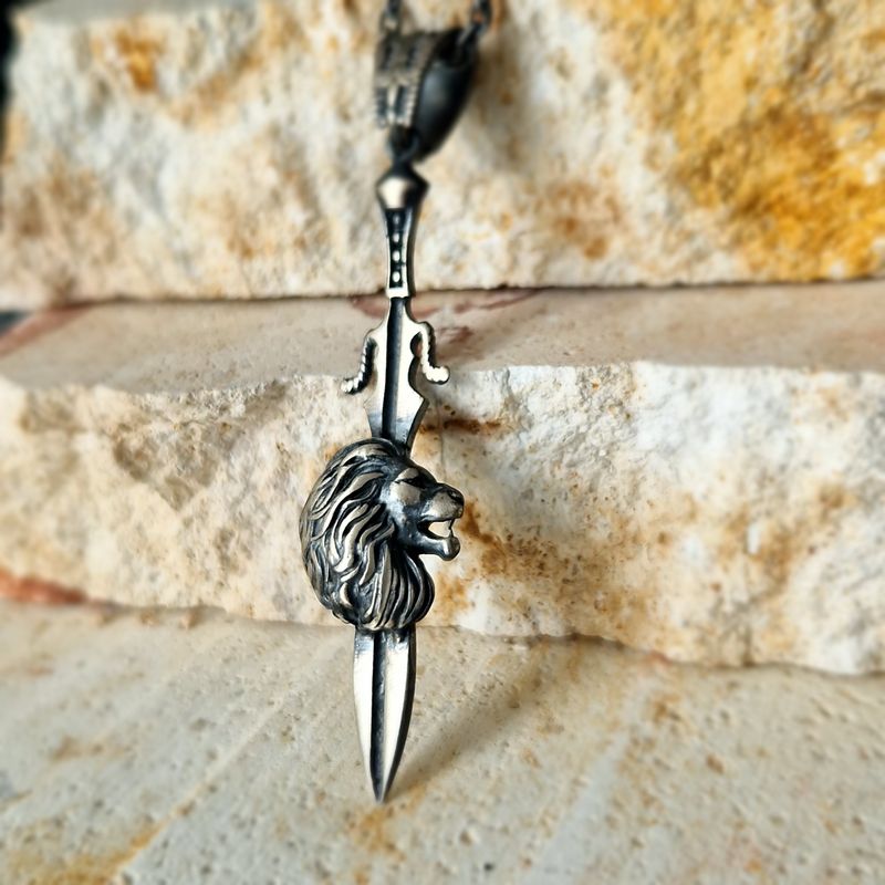 Sword lion 925K Sterling Necklace