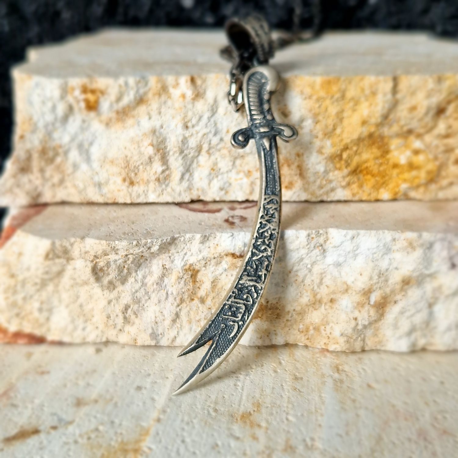 925K Sterling Silver Zulfikar Sword​ Necklace