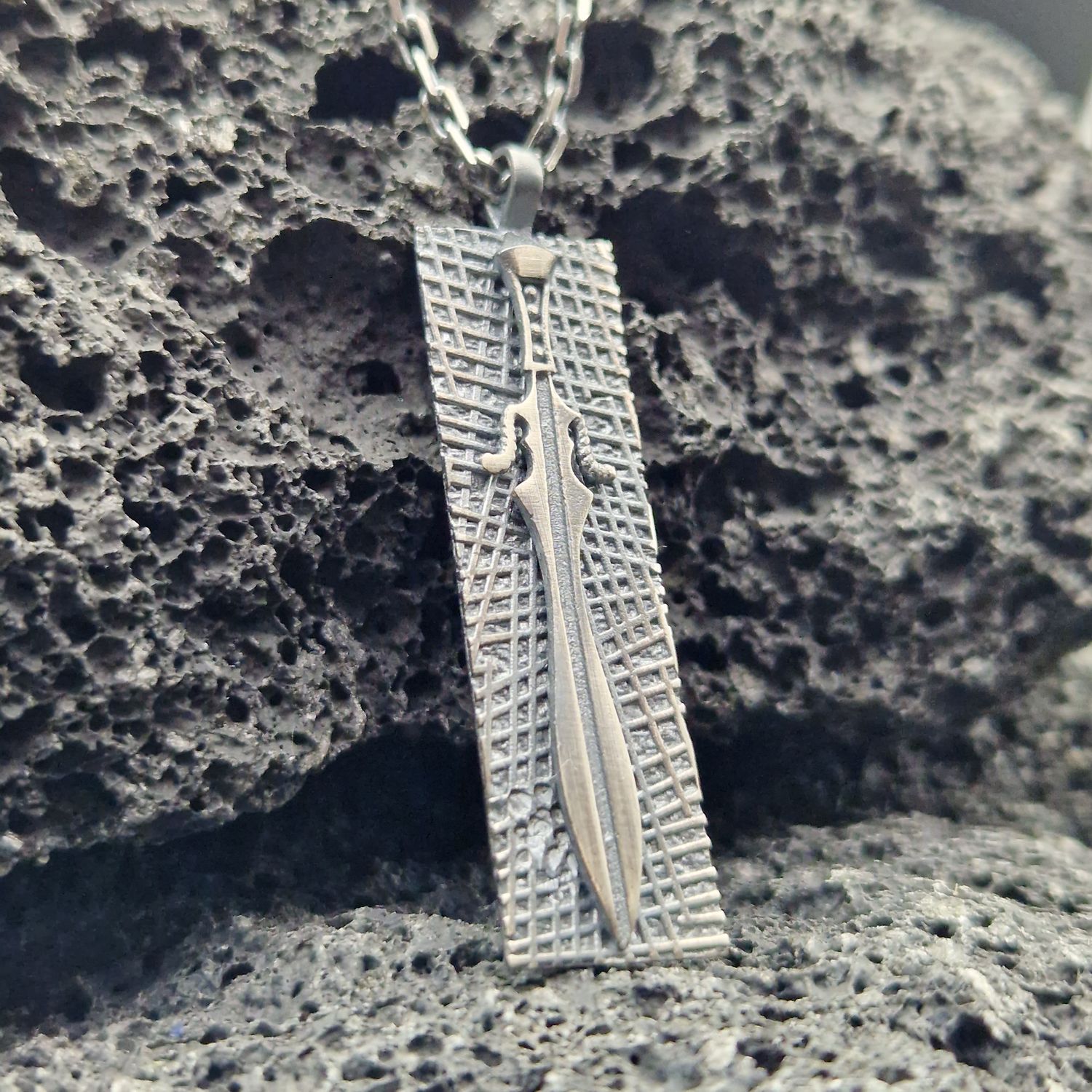 Gothic Schwert Anhänger Halskette 925 Silber