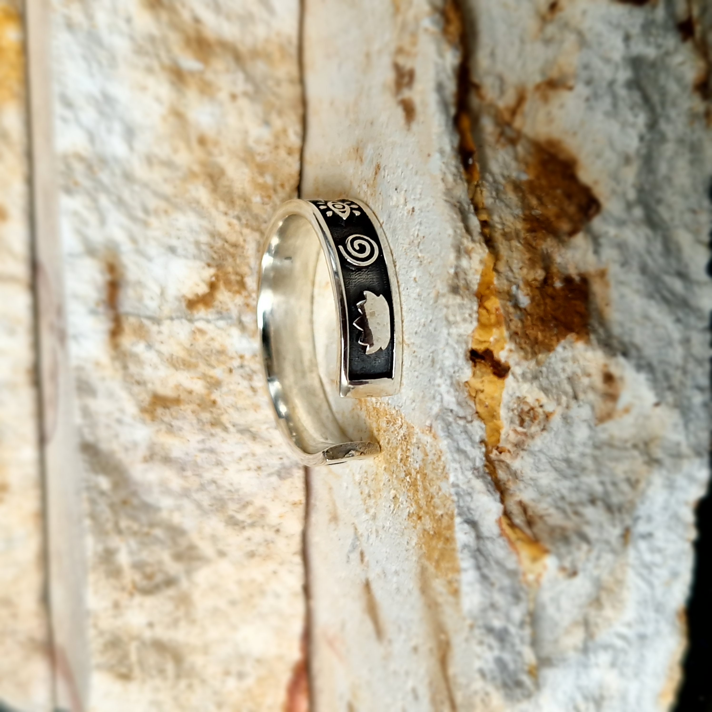 Auge Ring, altägyptischer Bandring Free Size 925 Silber