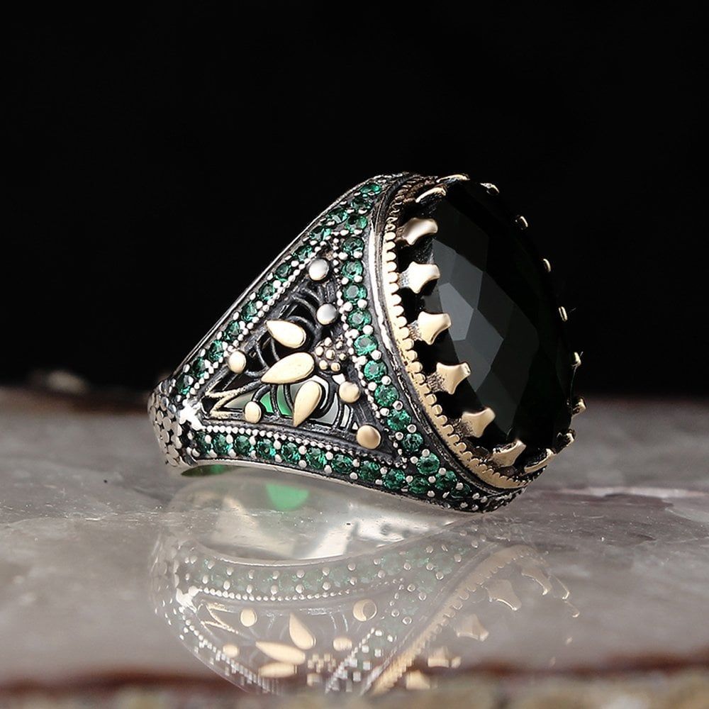 Herren Ring 925 Silber Zirkon