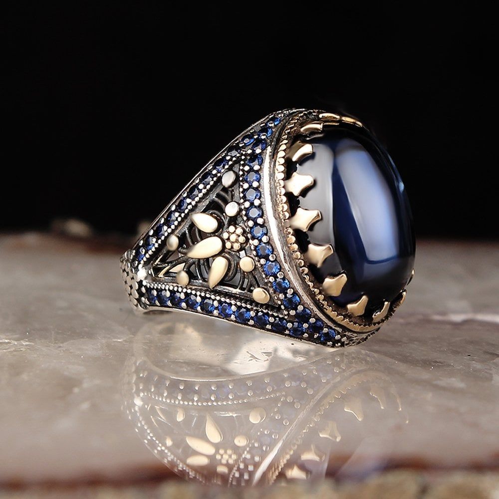 Herren Ring 925 Silber Zirkon