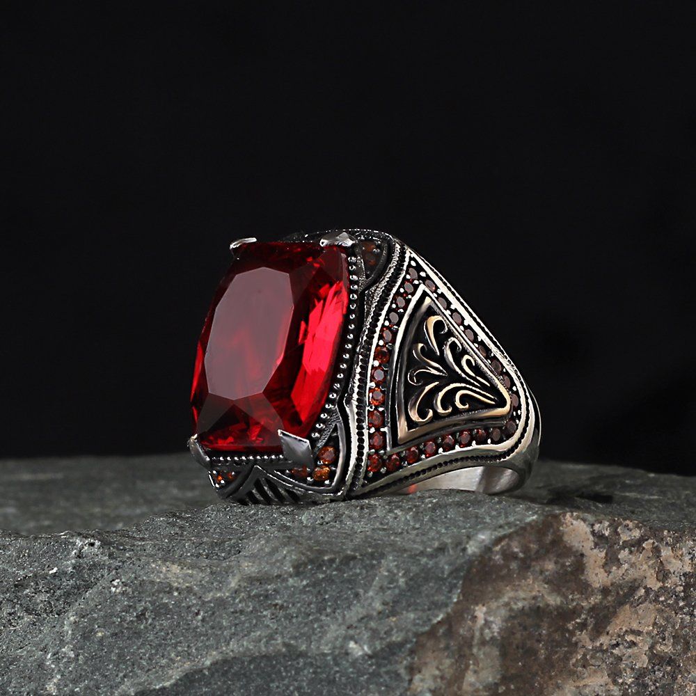 Herren Ring 925 Silber Zirkon