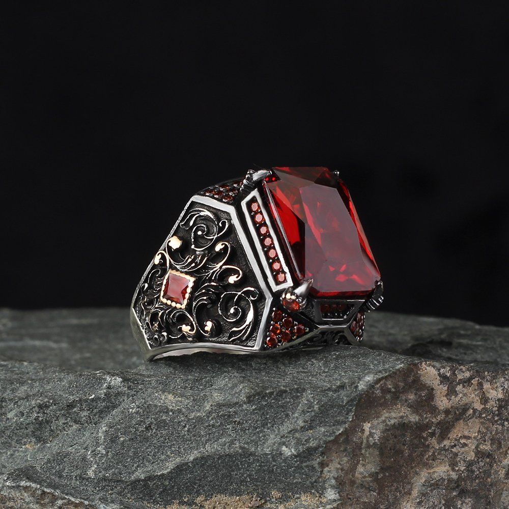 Herren Ring 925 Silber Zirkon