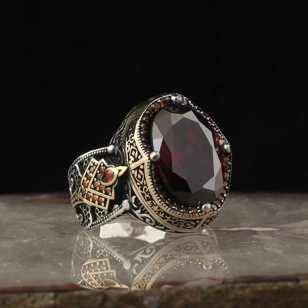 Herren Ring 925 Silber Zirkon