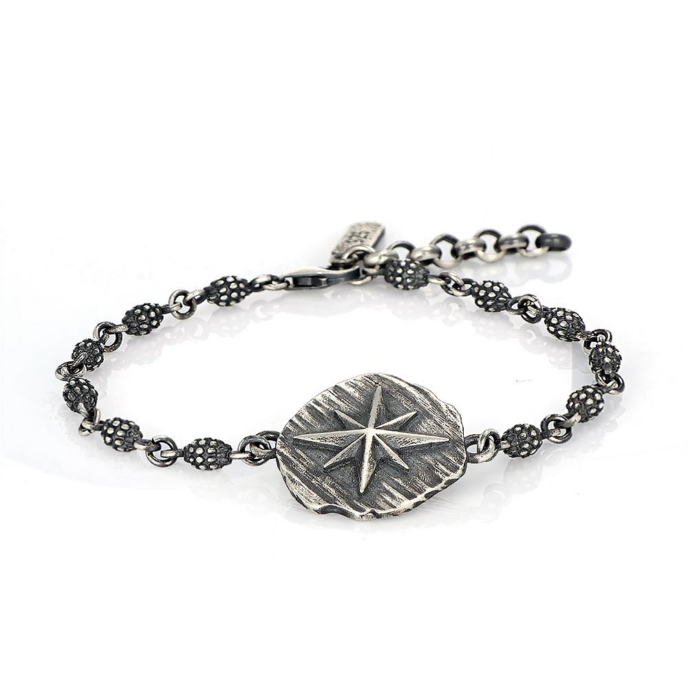 Kompass-Modell, Herrenarmband aus 925er-Sterlingsilber