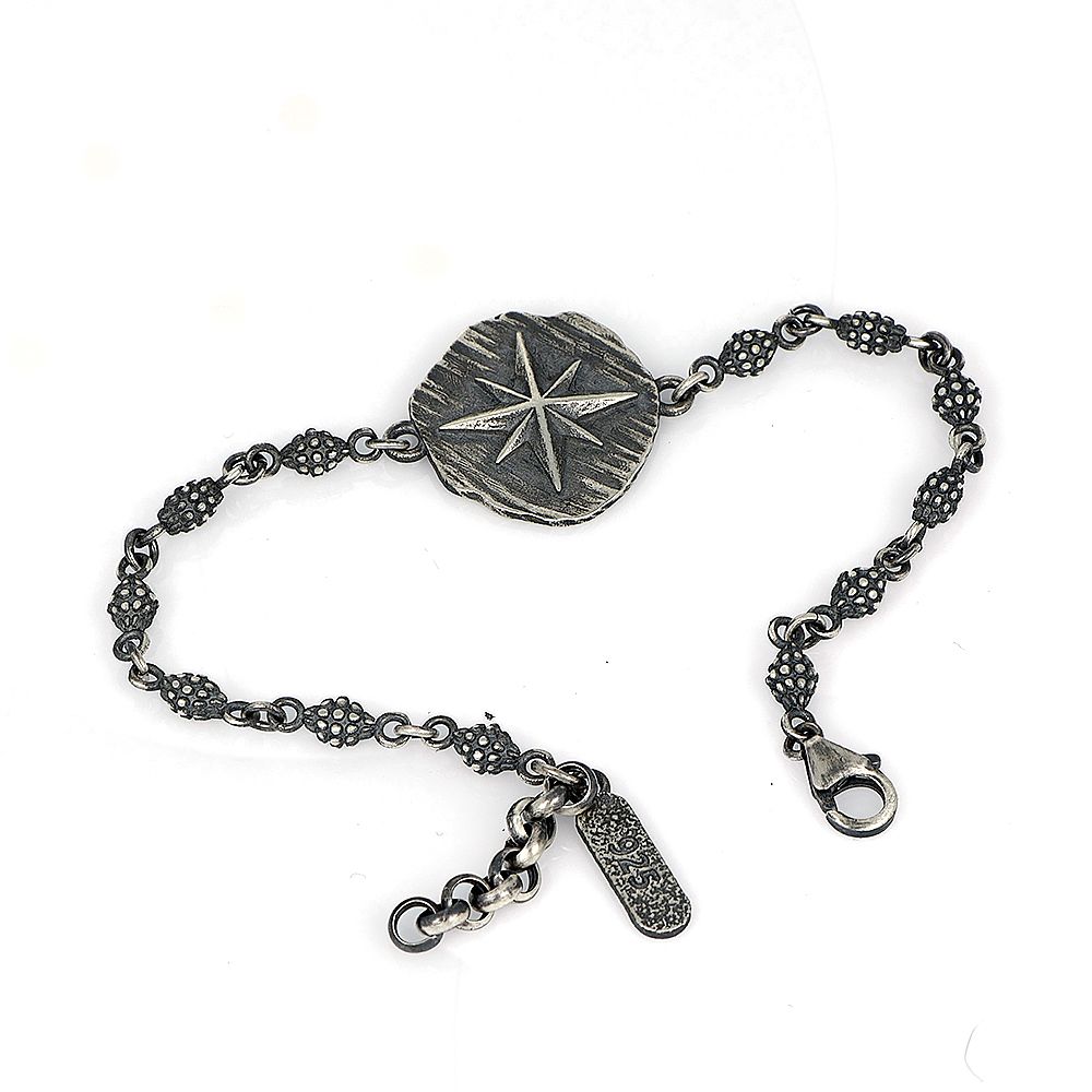 Kompass-Modell, Herrenarmband aus 925er-Sterlingsilber