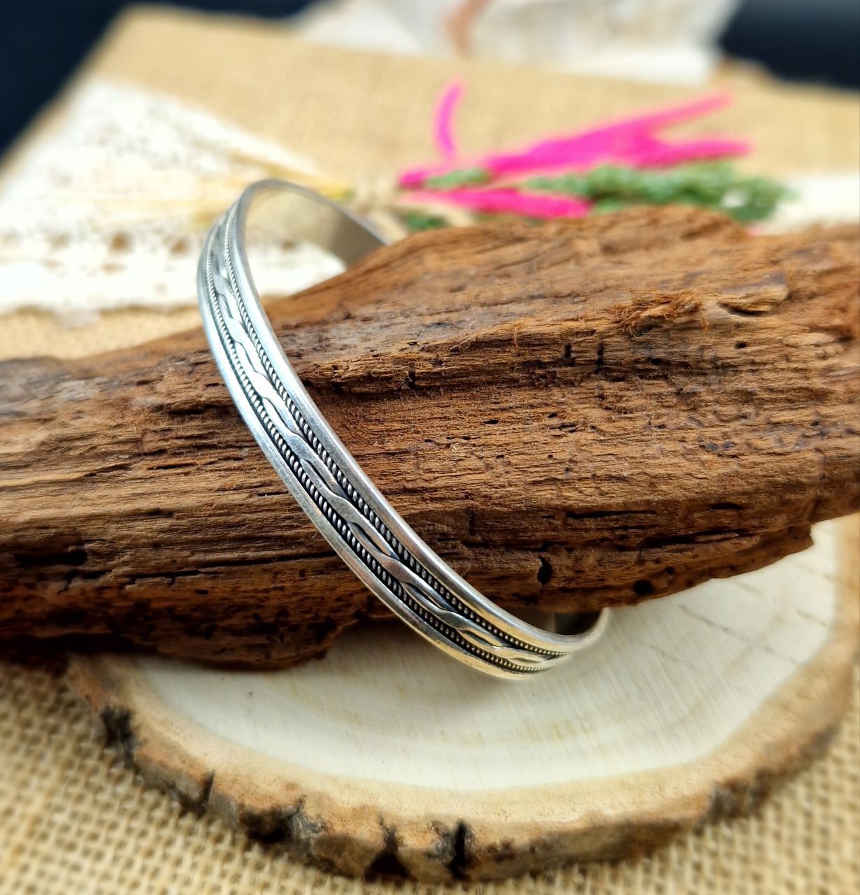 925 Silber Unisex Handgemachter Armreif Bangle