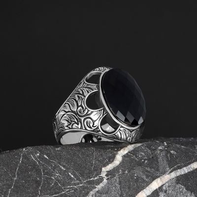Herren Ring 925 Silber Zirkon