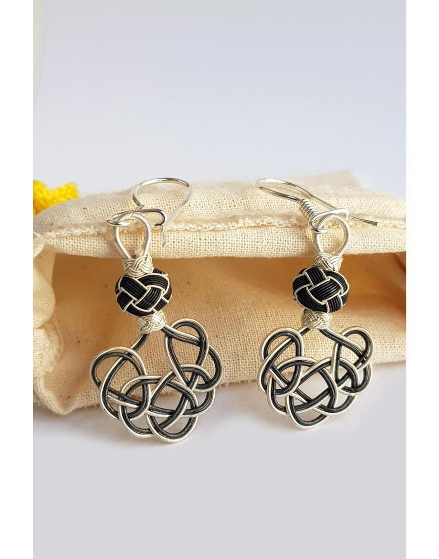 925 Silver love Earring black