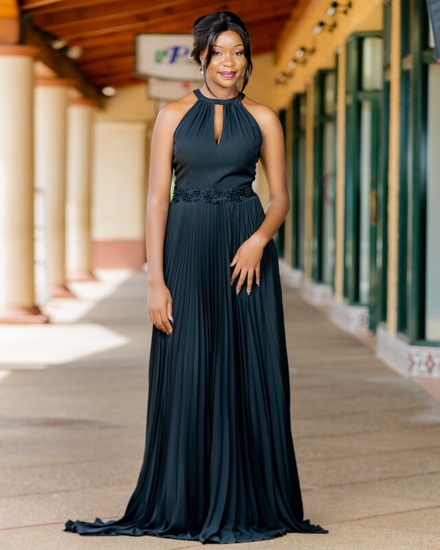 Turtle-neck evening gown