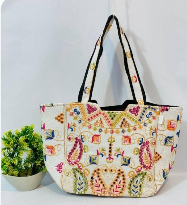 Aari And Mirror Work Embroidered
Womens Hand Bag