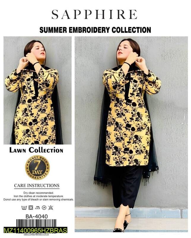 2 pcs Women Embroidered Unstiched Suit