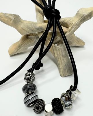 Loc Tie - Grey Black Stripes