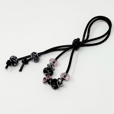 Loc Tie - Black &amp; Pink Ribbon