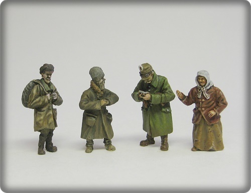 Russische Bauern und Deutscher Soldat vom Landsturm