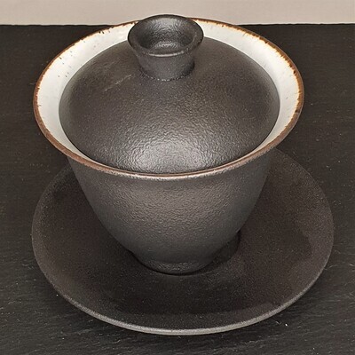 Tall Black White Gaiwan
