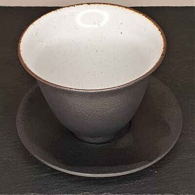 Tall Black White Gaiwan