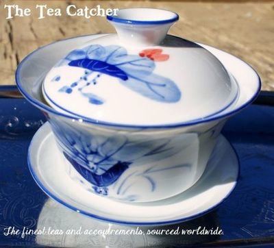 Porcelain Gaiwan With Lotus Design Blue 200ml