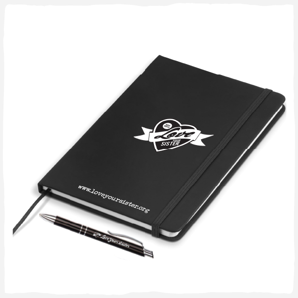 Hard Cover Notebook and Shiny Metal Pen