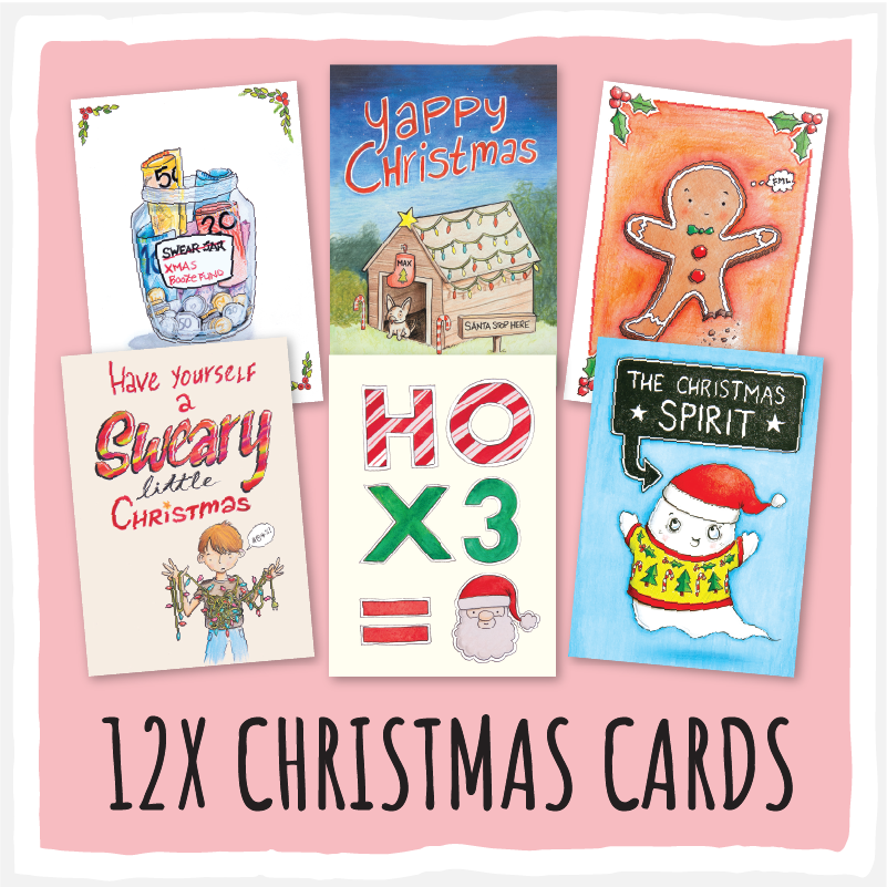 12x Christmasn Cards - 6 designs by Kate Lightfoot