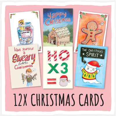 12x Christmasn Cards - 6 designs by Kate Lightfoot